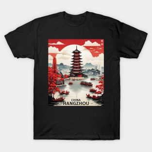 Hangzhou China Vintage Poster Tourism T-Shirt